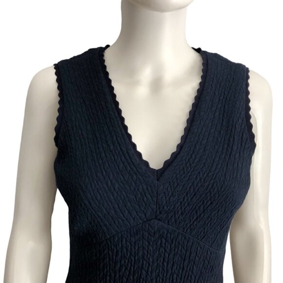NWT Rebecca Taylor Navy Sleeveless Textured Chevron Dress 2 - Picture 3 of 7